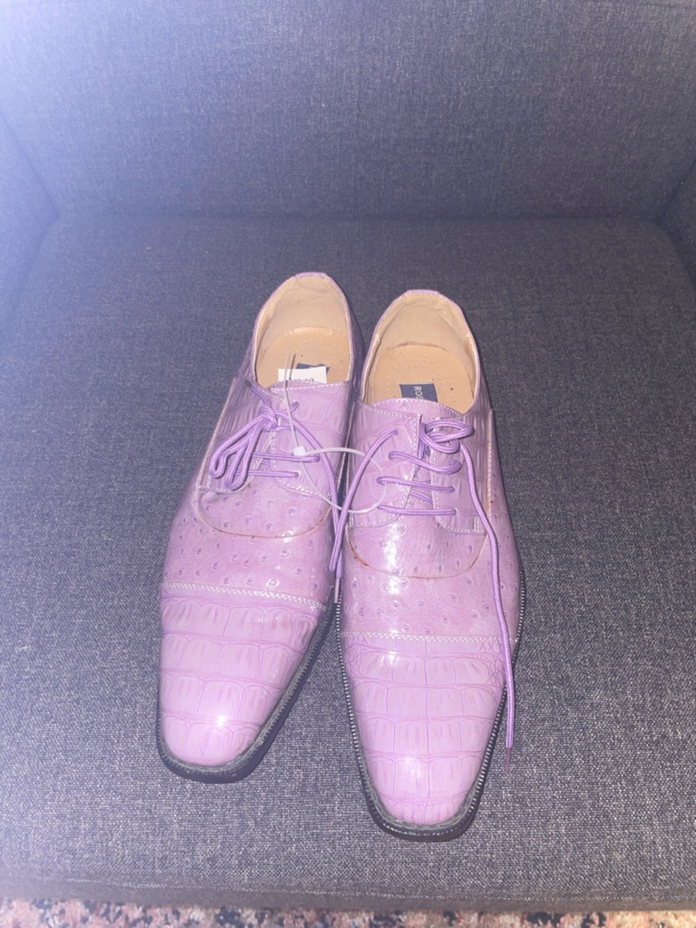 Men's Lavender Embossed Leather Dress Oxfords
